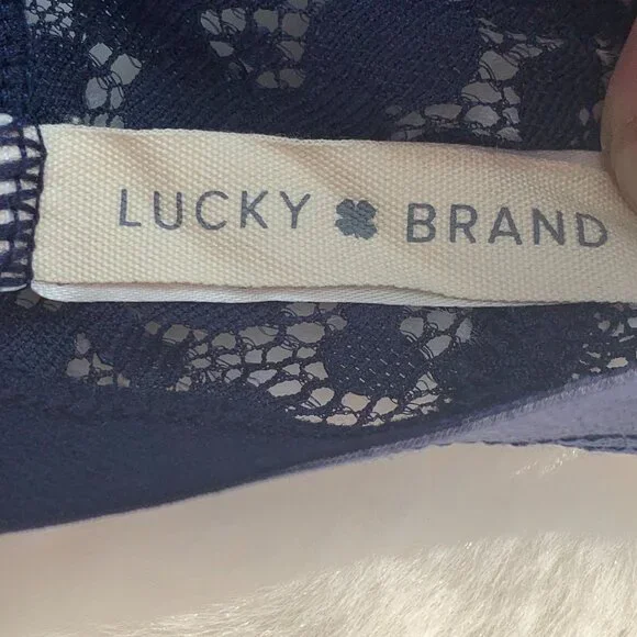 Lucky Brand Navy Blue Lace Bralette Size L Lightly Padded - Picture 2 of 10